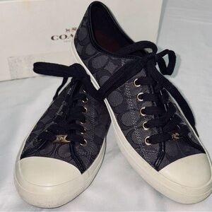 Coach Women's Black and White Canvas Sneakers, size 8.5 B.